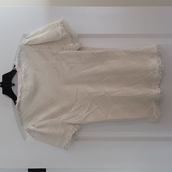 MAVEN West Vneck Cream Top Fringe Edges Size Small - Picture 11 of 15